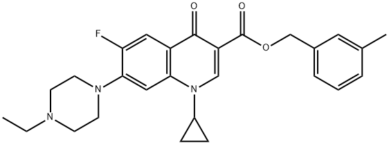 3-Quinolinecarboxylic acid, 1-cyclopropyl-7-(4-ethyl-1-piperazinyl)-6-fluoro-1,4-dihydro-4-oxo-, (3-Methylphenyl)Methyl ester Struktur