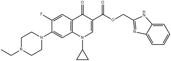 3-Quinolinecarboxylic acid, 1-cyclopropyl-7-(4-ethyl-1-piperazinyl)-6-fluoro-1,4-dihydro-4-oxo-, 1H-benziMidazol-2-ylMethyl ester Struktur