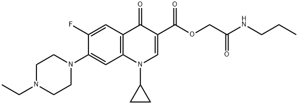 3-Quinolinecarboxylic acid, 1-cyclopropyl-7-(4-ethyl-1-piperazinyl)-6-fluoro-1,4-dihydro-4-oxo-, 2-oxo-2-(propylaMino)ethyl ester Struktur