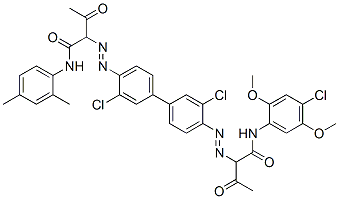 Butanamide, N-(4-chloro-2,5-dimethoxyphenyl) -2-[[3,3'-dichloro-4'-[[1-[[(2,4-dimethylphenyl )amino]carbonyl]-2-oxopropyl]azo][1,1'-bipheny l]-4-yl]azo]-3-oxo- Struktur