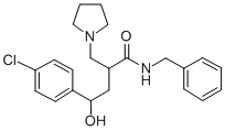 2-Pyrrolidinomethyl-4-(p-chlorophenyl)-4-hydroxybutyric acid benzylami de Struktur