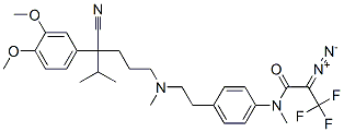 2-(3,4-dimethoxyphenyl)-2-isopropyl-5-(N-(4-(N-methyl-2-diazo-3,3,3-trifluoropropionamido)phenethyl)methylamino)valeronitrile Struktur