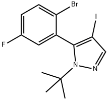 5-(2-Bromo-5-fluoro-phenyl)-1-tert-butyl-4-iodo-1H-pyrazole Struktur