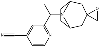 2-(1-{8-azaspiro[bicyclo[3.2.1]octane-3,2'-oxirane]-8-yl}ethyl)-2-cyano-1,2-dihydropyridine-4-carboxylic acid Struktur