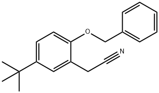 Benzeneacetonitrile, 5-(1,1-diMethylethyl)-2-(phenylMethoxy)- Struktur