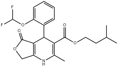 Furo(3,4-b)pyridine-3-carboxylic acid, 1,4,5,7-tetrahydro-4-(2-(difluo romethoxy)phenyl)-2-methyl-5-oxo-, 3-methylbutyl ester Struktur