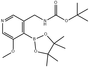 tert-Butyl (5-methoxy-4-(4,4,5,5-tetramethyl-1,3,2-dioxaborolan-2-yl)pyridin-3-yl)methylcarbamate Struktur