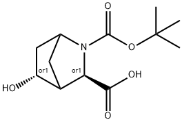 (1S,3S,4S,5S)-rel-2-Boc-5-hydroxy-2-azabicyclo[2.2.1]heptane-3-carboxylic acid Struktur