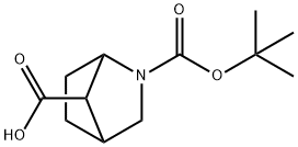 2-Aza-bicyclo[2.2.1]heptane-2,7-dicarboxylic acid 2-tert-butyl ester Struktur