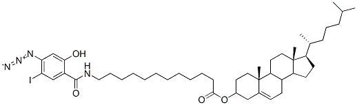 12-((-5-iodo-4-azido-2-hydroxybenzoyl)amino)dodecanoic acid cholesteryl ester Struktur