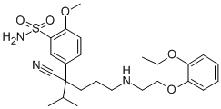 5-(1-cyano-4-((2-(2-ethoxyphenoxy)ethyl)amino)-1-isopropylbutyl)-2-methoxybenzenesulfonamide Struktur