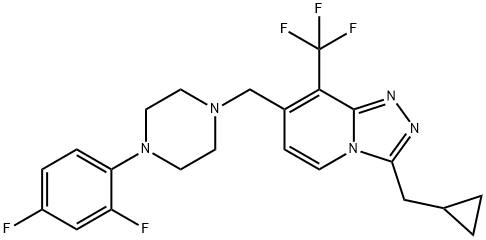 1,2,4-Triazolo[4,3-a]pyridine, 3-(cyclopropylmethyl)-7-[[4-(2,4-difluorophenyl)-1-piperazinyl]methyl]-8-(trifluoromethyl)- Struktur