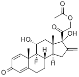 9-fluoro-11beta,17,21-trihydroxy-16-methylenepregna-1,4-diene-3,20-dione 21-acetate  Struktur