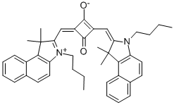 1-(1,1-Dimethyl-3-butyl-1H-benzoeindol-2-ylidenemethyl)-3-(1,1-dimethyl-3-butyl-1H-benzoeindolium-2-yl-methylene)-cyclobuten-2-one-4-olate Struktur