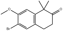 6-broMo-7-Methoxy-1,1-diMethyl-3,4-dihydronaphthalen-2(1H)-one, Struktur