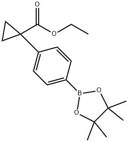 Ethyl 1-[4-(4,4,5,5-tetramethyl-1,3,2-dioxaborolan-2-yl)phenyl]cyclopropane-1-carboxylate Struktur