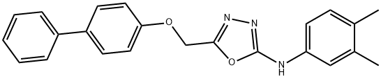 5-(((1,1'-Biphenyl)-4-yloxy)methyl)-N-(3,4-dimethylphenyl)-1,3,4-oxadiazol-2-amine Struktur