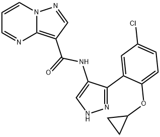 N-(3-(5-chloro-2-cyclopropoxyphenyl)-1H-pyrazol-4-yl)pyrazolo[1,5-a]pyriMidine-3-carboxaMide Struktur