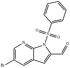 5-Bromo-1-(phenylsulfonyl)-1H-pyrrolo-[2,3-b]pyridine-2-carbaldehyde Struktur