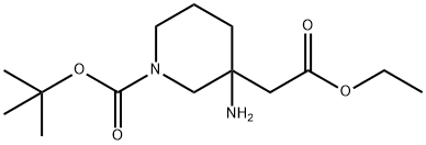 tert-butyl 3-aMino-3-(2-ethoxy-2-oxoethyl)piperidine-1-carboxylate Struktur