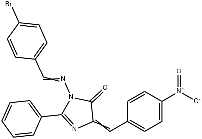 (5Z)-3-[(4-bromophenyl)methylideneamino]-5-[(4-nitrophenyl)methylidene ]-2-phenyl-imidazol-4-one Struktur