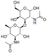 2-acetamido-3-O-(3-acetamido-3,6-dideoxy-beta-glucopyranosyl)-2-deoxy-galactopyranose Struktur