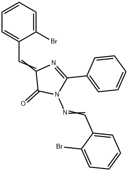 4-(o-Bromobenzylidene)-1-((o-bromobenzylidene)amino)-2-phenyl-2-imidaz olin-5-one Struktur