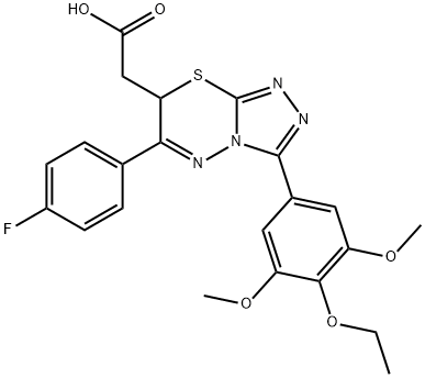 7H-1,2,4-Triazolo(3,4-b)(1,3,4)thiadiazine-7-acetic acid, 3-(3,5-dimet hoxyphenyl-4-ethoxyphenyl)-6-(4-fluorophenyl)- Struktur