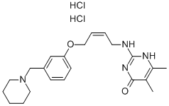 5,6-DIMETHYL-2-[4-[3-(1-PIPERIDINOMETHYL)PHENOXY]-(Z)-2-BUTENYLAMINO]-4(1H)-PYRIMIDONE DIHYDROCHLORIDE Struktur