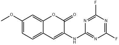 3-(4,6-Difluortriazinylamino)-7-methoxycoumarin Struktur