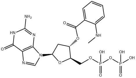 3'-(methylanthraniloyl)-2'-deoxy-guanosine diphosphate Struktur