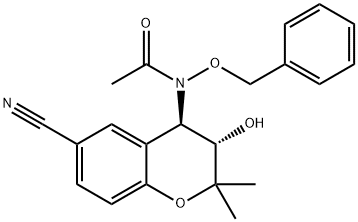 N-[(3S,4R)-6-CYANO-3,4-DIHYDRO-3-HYDROXY-2,2-DIMETHYL-2H-1-BENZOPYRAN-4-YL]-N-(PHENYLMETHOXY)ACETAMIDE Struktur