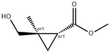 Cyclopropanecarboxylic acid, 2-(hydroxymethyl)-2-methyl-, methyl ester, trans- Struktur