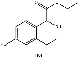 6-HYDROXY-1,2,3,4-TETRAHYDRO-ISOQUINOLINE-1-CARBOXYLIC ACID ETHYL ESTER HYDROCHLORIDE
 Struktur