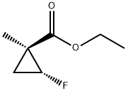 Cyclopropanecarboxylic acid, 2-fluoro-1-methyl-, ethyl ester, trans- (9CI) Struktur