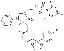 8-[4-(4-FLUOROPHENYL)-4,4-(ETHYLENDIOXY)BUTYL]-3-[2'-(2,4,6-TRIMETHYLPHENYLSULFONYLOXYETHYL)]-1-PHENYL-1,3,8-TRIAZASPIRO[4.5]DECAN-4-ONE Struktur