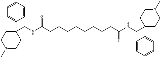 N,N'-Bis(1-methyl-4-phenyl-4-piperidylmethyl)decanediamide Struktur