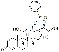 17-benzoyloxy-11-hydroxy-3,20-dioxo-1,4-pregnadien-21-al hemiacetal Struktur