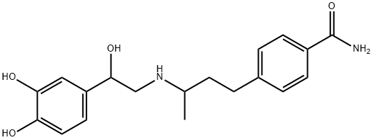 1-(3,4-dihydroxyphenyl)-2-(3-(4-carbamylphenyl)-1-methylpropylamino)ethanol Struktur