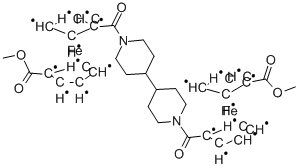 1,1''-([4,4'-BIPIPERIDINE]-1,1'-DIYLDICARBONYL)BIS[1'-(METHOXYCARBONYL) FERROCENE] Struktur