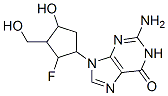 2-amino-1,9-dihydro-9-(2-fluoro-4-hydroxy-3-(hydroxymethyl)cyclopentyl)-6H-purin-6-one Struktur