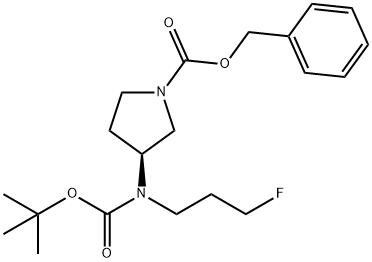 1-Pyrrolidinecarboxylic acid, 3-[[(1,1-diMethylethoxy)carbonyl](3-fluoropropyl)aMino]-, phenylMethyl ester, (3S)- Struktur