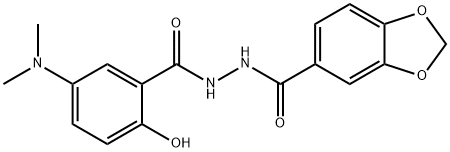 1,3-BENZODIOXOLE-5-CARBOXYLIC ACID, 2-[5-(DIMETHYLAMINO)-2-HYDROXYBENZOYL]HYDRAZIDE Struktur