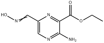 Pyrazinecarboxylic acid, 3-amino-6-[(hydroxyimino)methyl]-, ethyl ester (9CI) Struktur