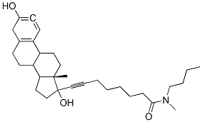 N-butyl,N-methyl-8-(3',17'-dihydroxyestra-1',3',5'(10')-trien-17'-yl)-7-octynamide Struktur