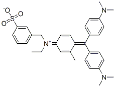 N-Ethyl-N-[4-[bis[4-(dimethylamino)phenyl]methylene]-3-methyl-2,5-cyclohexadien-1-ylidene]-3-sulfonatobenzenemethanaminium Struktur