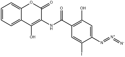 3-(4-azido-5-iodosalicylamido)-4-hydroxycoumarin Struktur