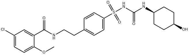 cis-5-Chloro-N-[2-[4-[[[[(4-hydroxycyclohexyl)
aMino]carbonyl]aMino]sulfonyl]phenyl]ethyl]-2-MethoxybenzaMide Struktur