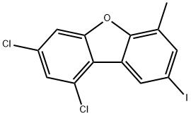 6-methyl-8-iodo-1,3-dichlordibenzofuran Struktur