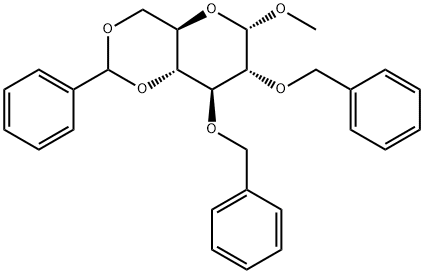 Methyl-4,6-di-O-benzylidene-2,3-di-O-benzyl-α-D-glucopyranoside Struktur